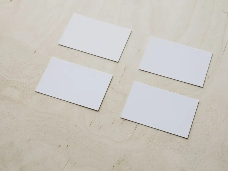 Stack of blank white visiting cards